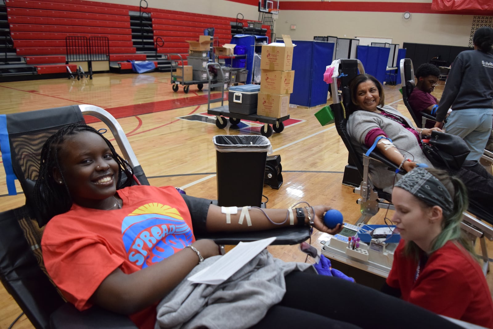 Yasmina and Dr. Cosby at a blood drive at Trotwood-Madison High School. (CONTRIBUTED)