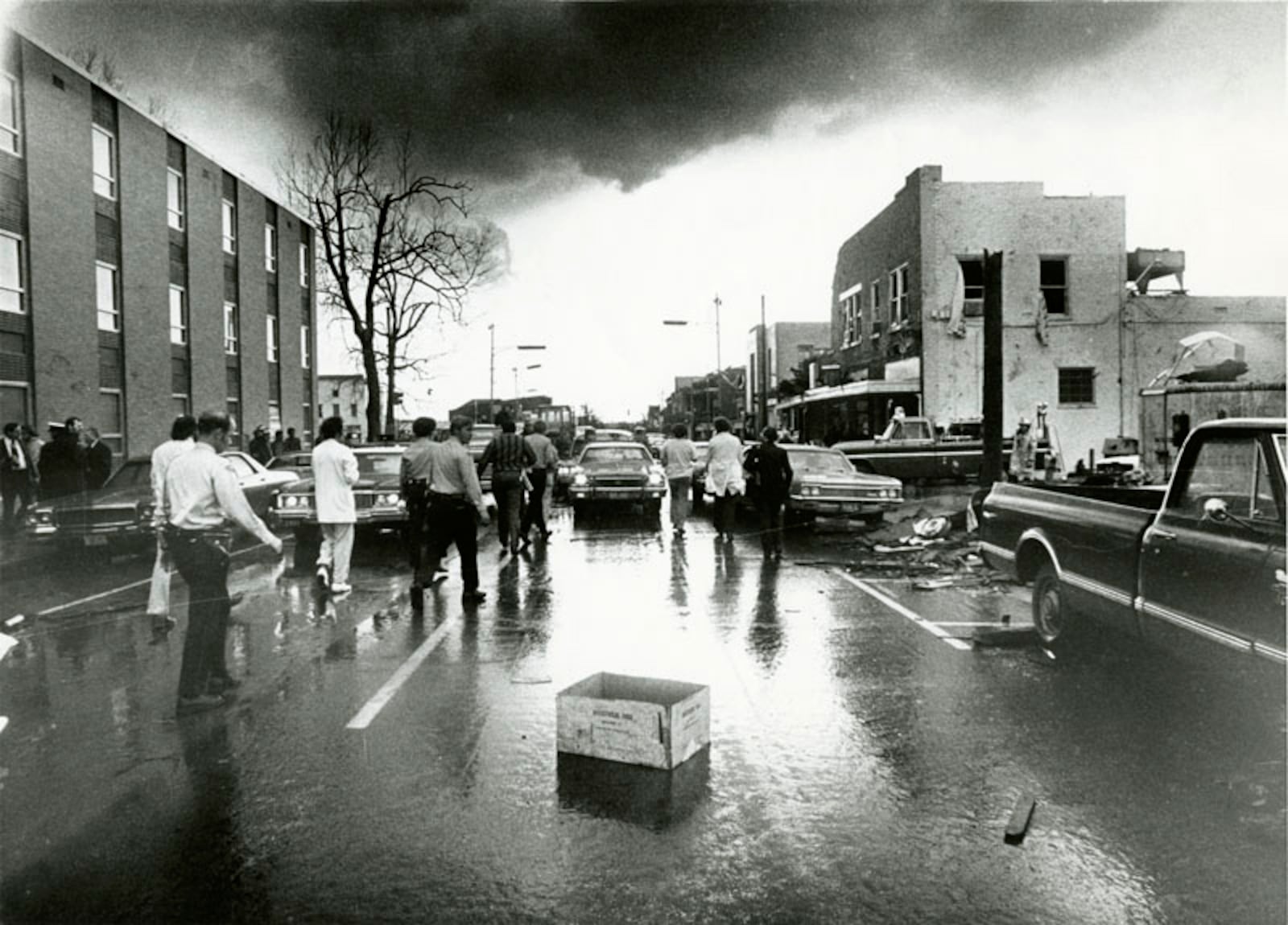 On April 3, 1974 an F-5 tornado tore through the heart of Xenia, killing 33 people and injuring more than 1,300 others. It bulldozed a path more than a half-mile wide, destroying or damaging more than 1,400 buildings, including 1,200 homes, dozens of businesses, 10 churches, and several schools. By the time it lifted into the sky near Cedarville, it left behind more than $100 million of damage in Greene County. DAYTON DAILY NEWS ARCHIVE