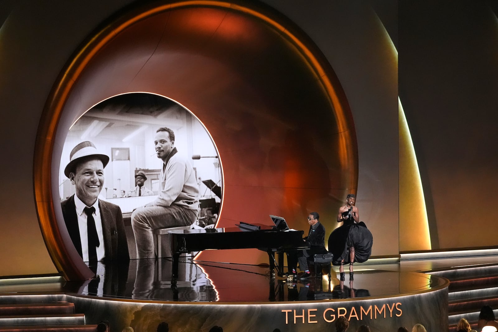 Cynthia Erivo, right, and Herbie Hancock perform 'In Other Words' during the 67th annual Grammy Awards on Sunday, Feb. 2, 2025, in Los Angeles. (AP Photo/Chris Pizzello)