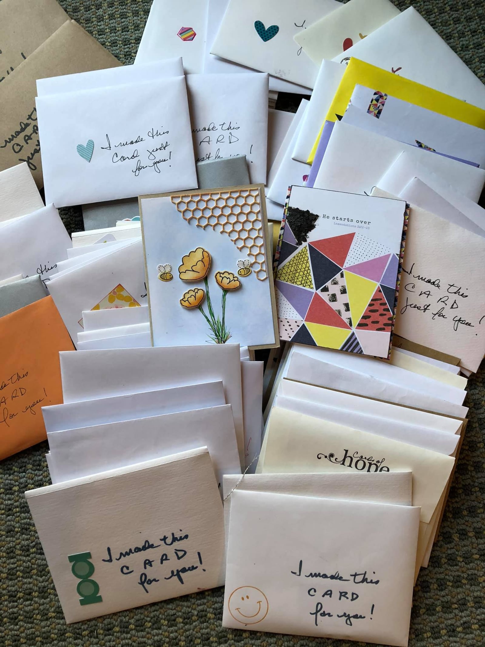 A local artist made 80 amazing cards to be given as encouragement to St. Leonard residents. Each one says “I made this card just for you” on the front.