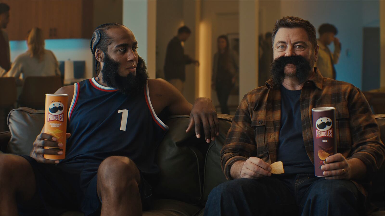 This image provided by Pringles shows the Pringles 2025 Super Bowl NFL football spot. (Pringles via AP)