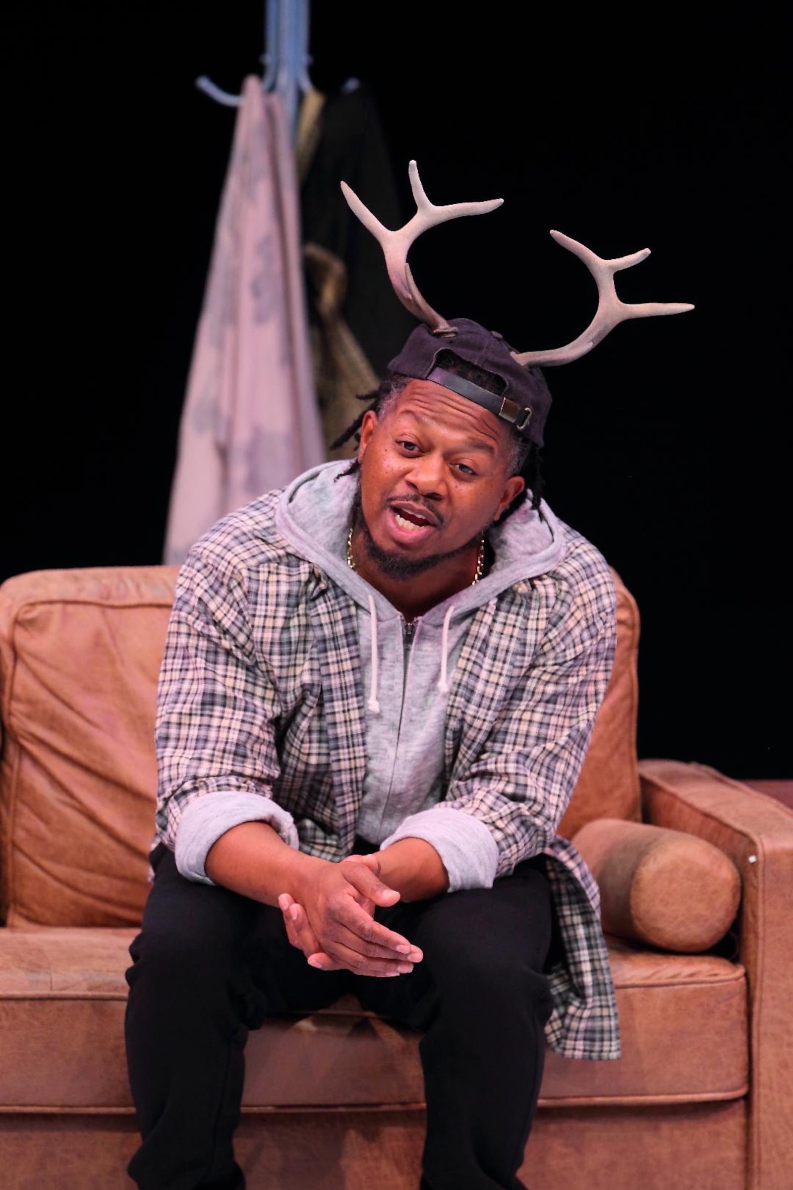 Rico Romalus Parker as Blitzen in the Human Race Theatre Company's world premiere of "Reindeer Sessions." PHOTO BY HUMAN RACE THEATRE COMPANY