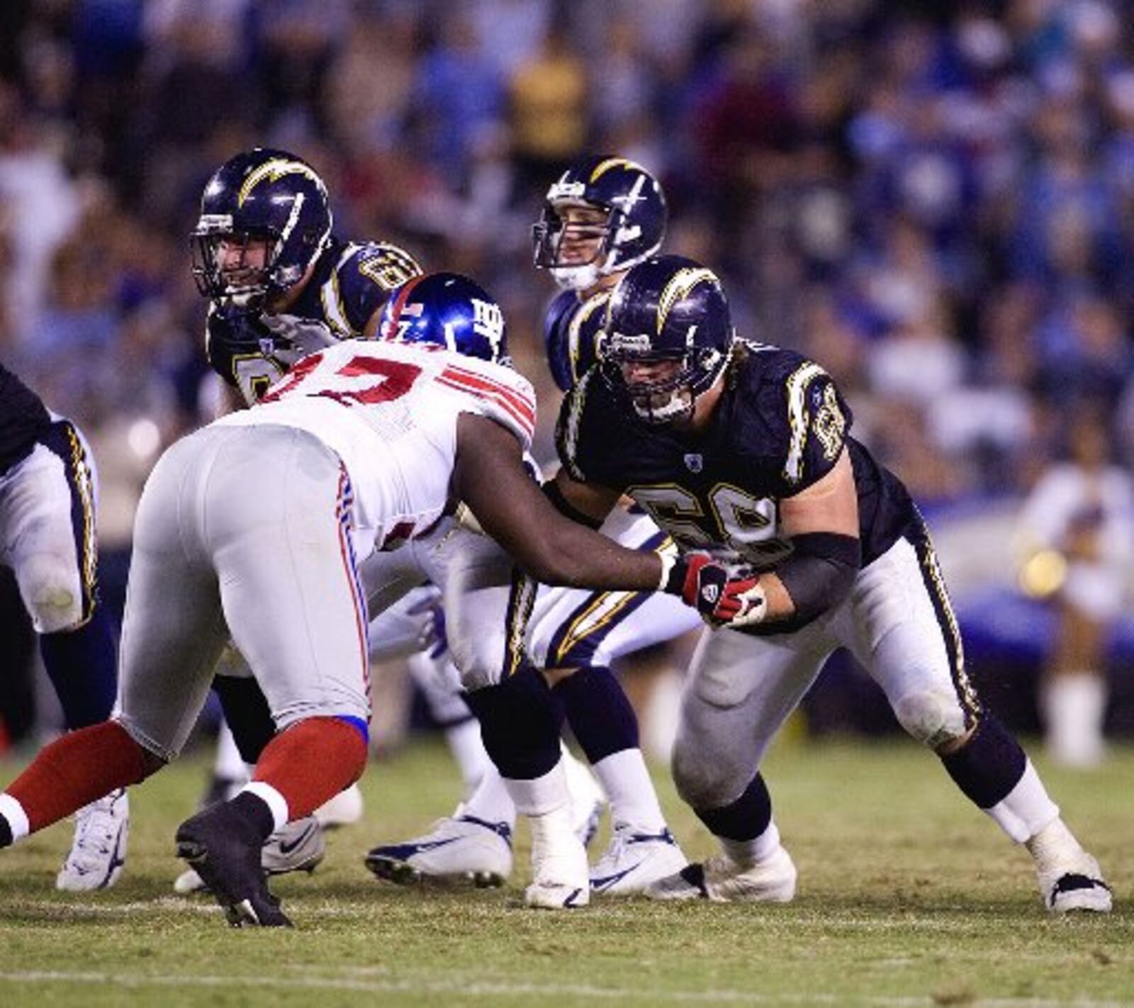 Kris Dielman, Troy H.S. graduate (# 68) played offense line for the San Diego Chargers. 