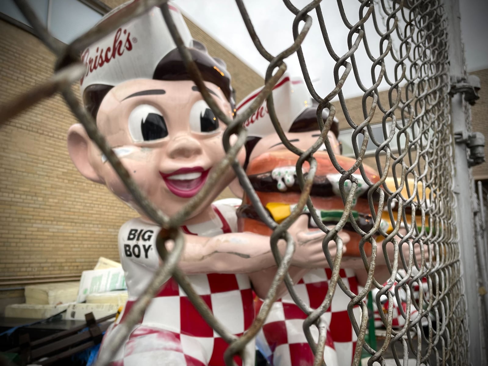 More than 20 iconic Frisch's Big Boy statues can be found in a gated area dubbed on social media as the “Big Boy Graveyard” in Cincinnati. NATALIE JONES/STAFF