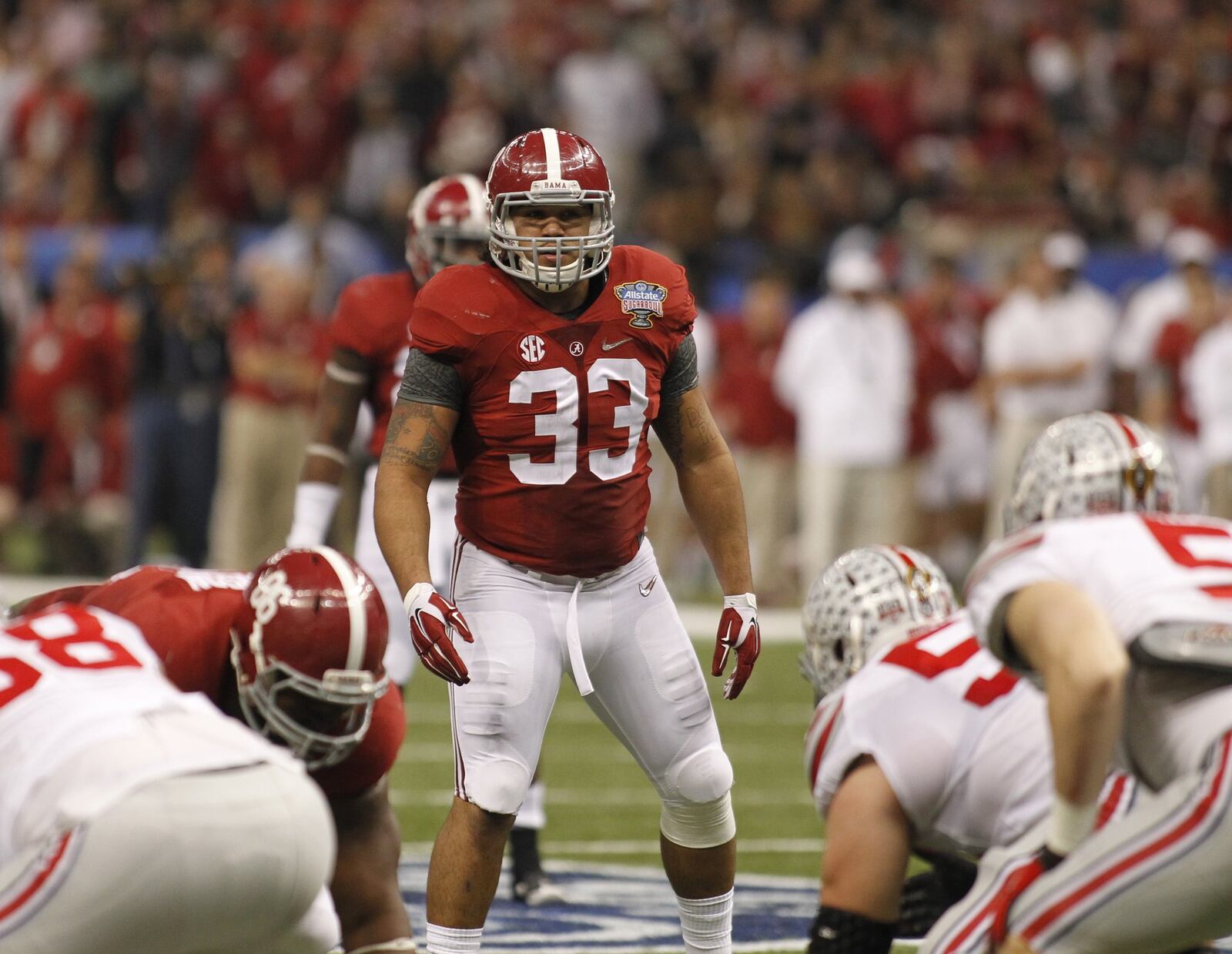 Alabama linebacker Trey DePriest plays against Ohio State in the Sugar Bowl on Jan. 1, 2015, at the Superdome in New Orleans, La. David Jablonski/Staff