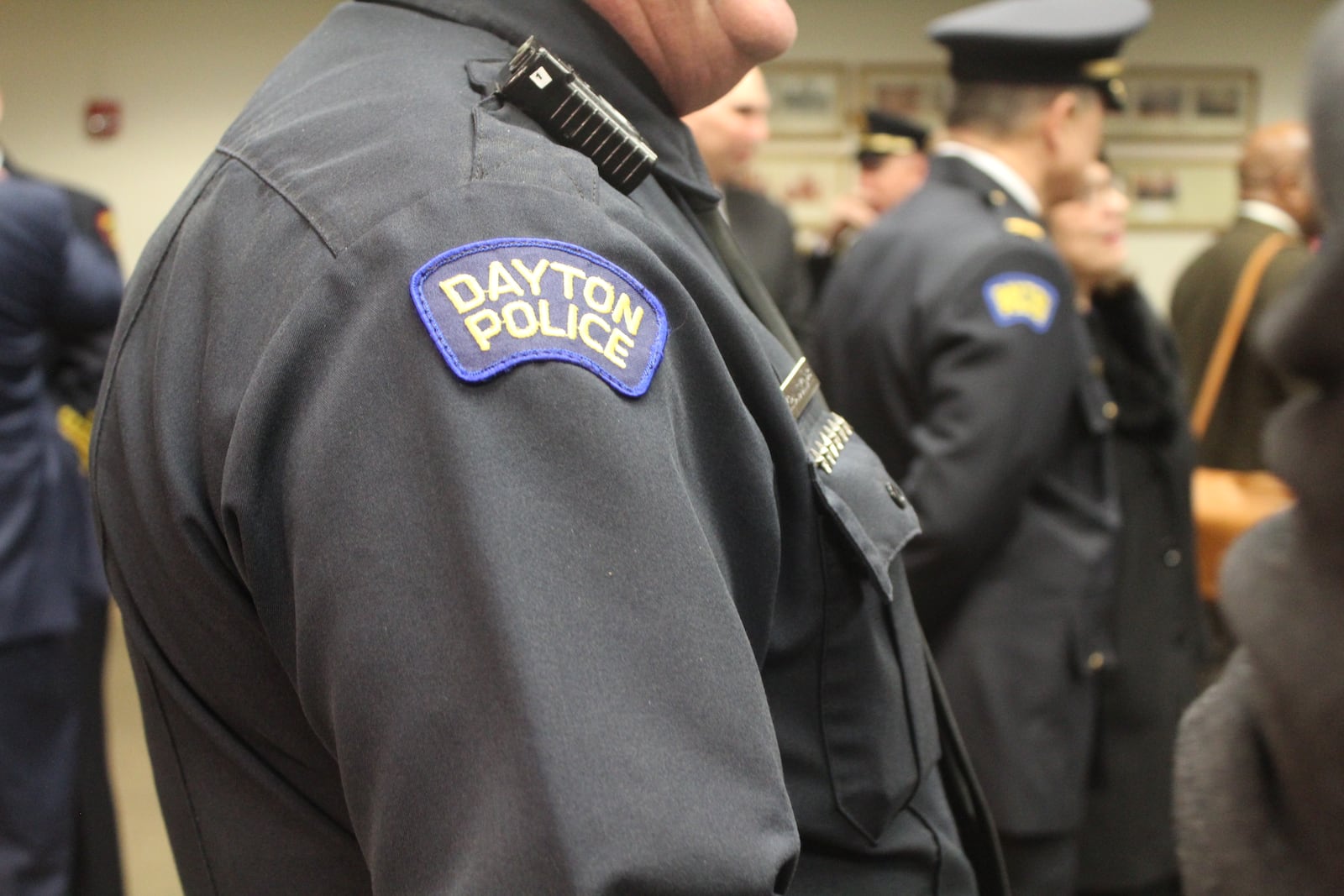 Dayton police at a city commission meeting. CORNELIUS FROLIK / STAFF