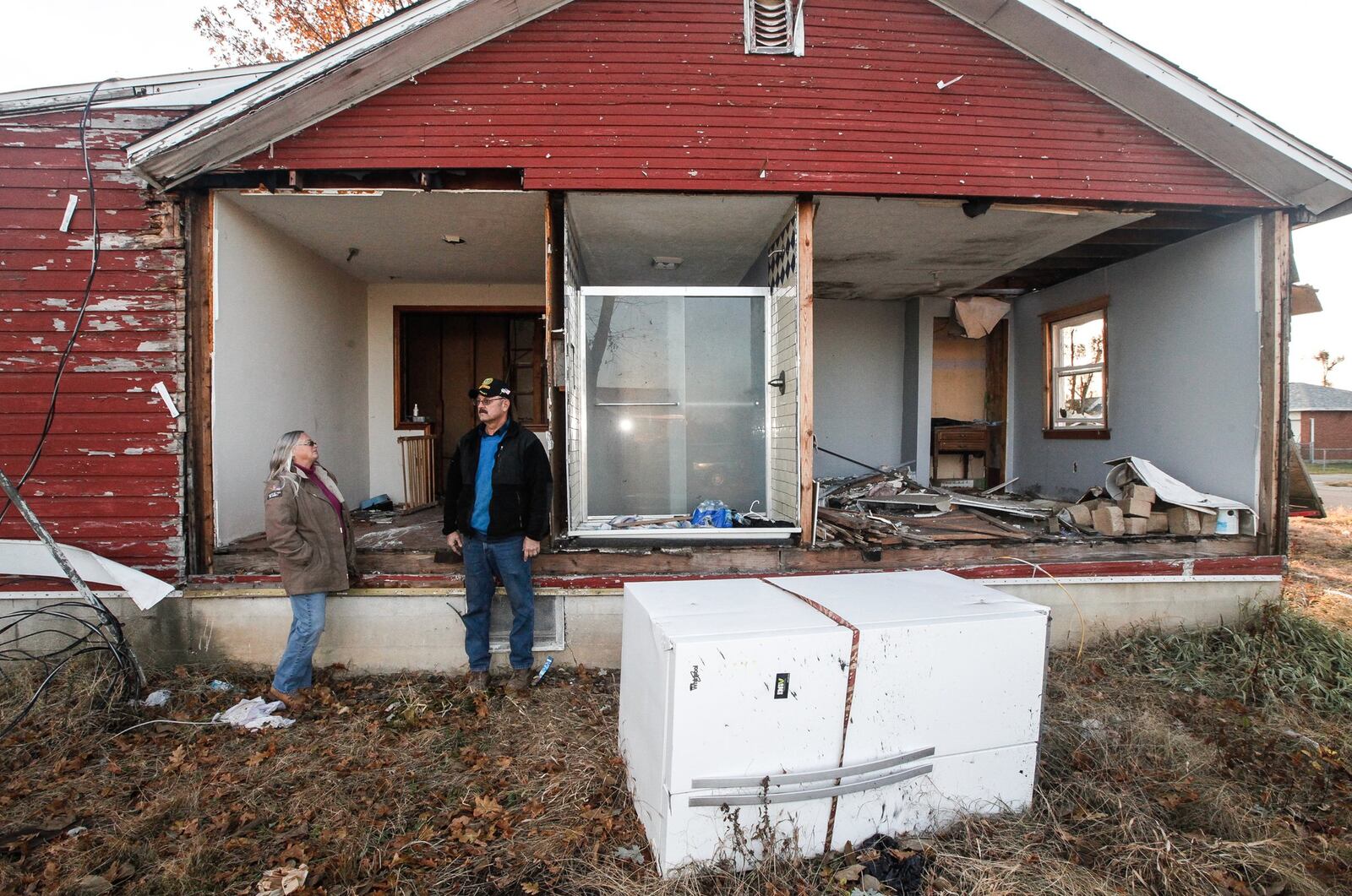 Rex and Connie Huselton survived the tornado that damaged their Ontario Avenue home in Harrison Twp. They lived in an RV behind the house for a time, but it became clear they would have to find a new home before winter along with the realization the damaged house may never be rebuilt. CHRIS STEWART / STAFF