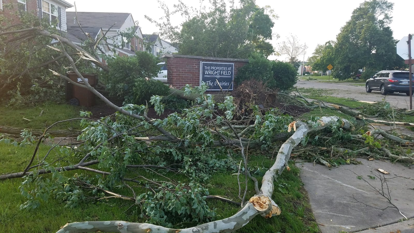 Approximately 150 homes in the Prairies at Wright Field housing area were damaged, some significantly, during the storm that passed through the Dayton area late on May 27. (U.S. Air Force photo/Wes Farnsworth)