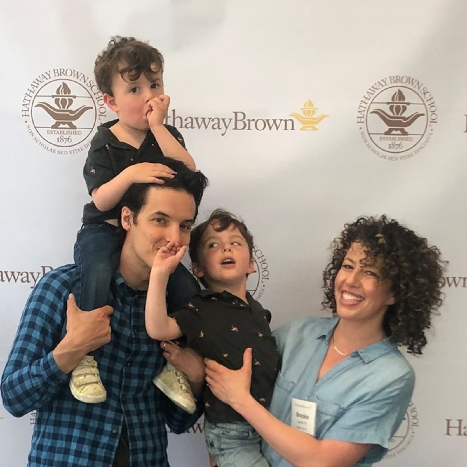 Wright State University musical theater graduate K.J. Hippensteel was in previews on Broadway in the new musical "Mrs. Doubtfire" when Broadway was shuttered due to the coronavirus pandemic. He currently resides in Shaker Heights with his family while awaiting Broadway's return. Pictured: K.J., Brooke, Huck and Shep. CONTRIBUTED