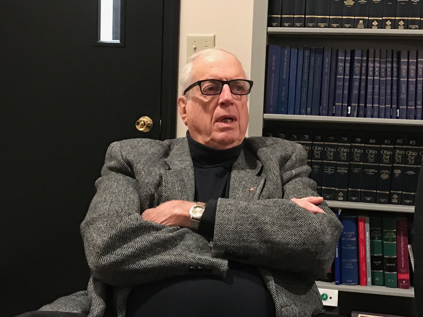 Pat Allen at his law office in Middletown talked about the veteran interview program he’s involved in and his days as a Dayton Flyers player and a local attorney. Tom Archdeacon/CONTRIBUTED