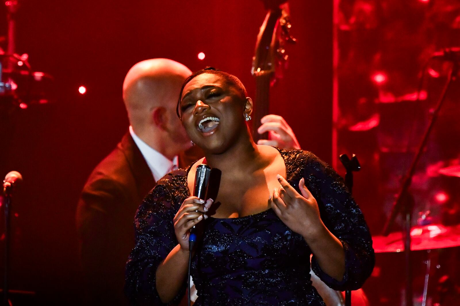 Samara Joy performs during the Pre-Grammy Gala on Saturday, Feb. 1, 2025, at the Beverly Hilton Hotel in Beverly Hills, Calif. (Photo by Richard Shotwell/Invision/AP)