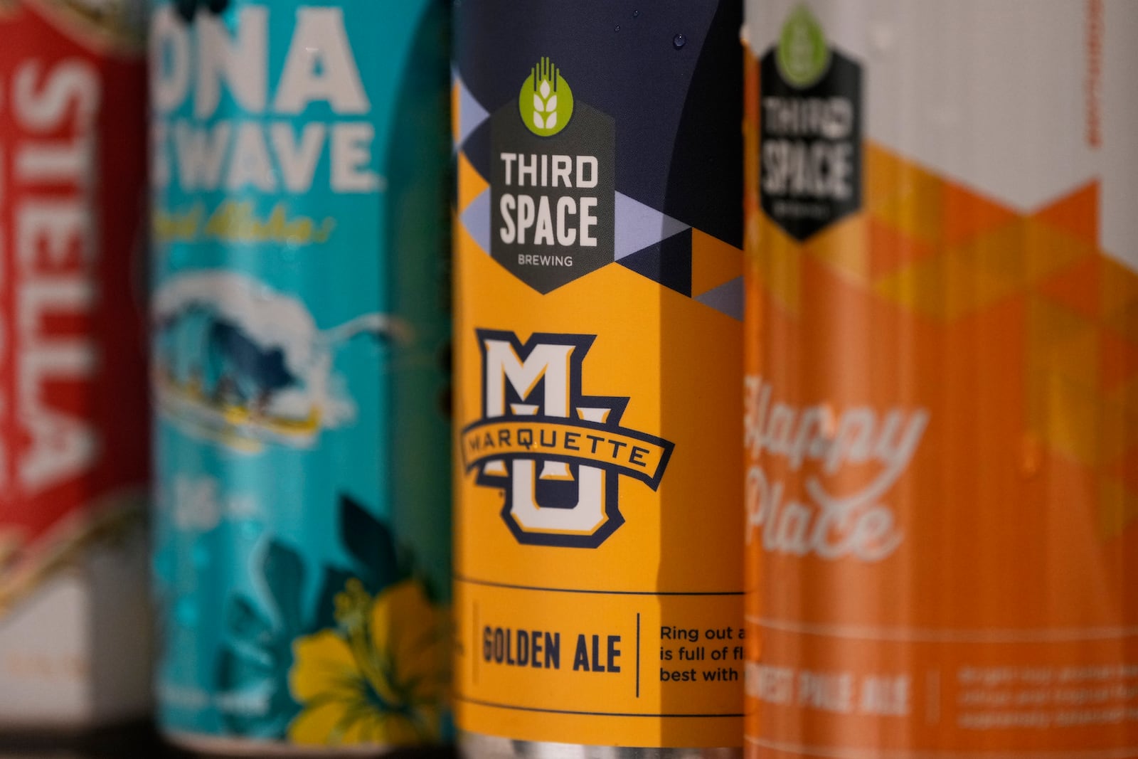 Third Space Marquette beer is seen before an NCAA college basketball game Tuesday, Feb. 11, 2025, in Milwaukee. (AP Photo/Morry Gash)