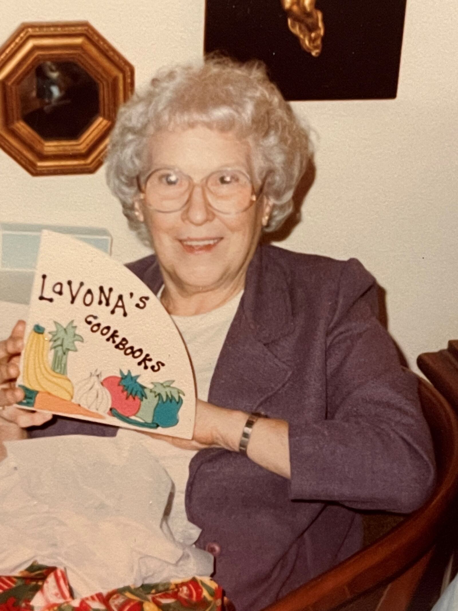 Karen Huelsman's grandmother, Grandma Lavonna, with her cookbook.