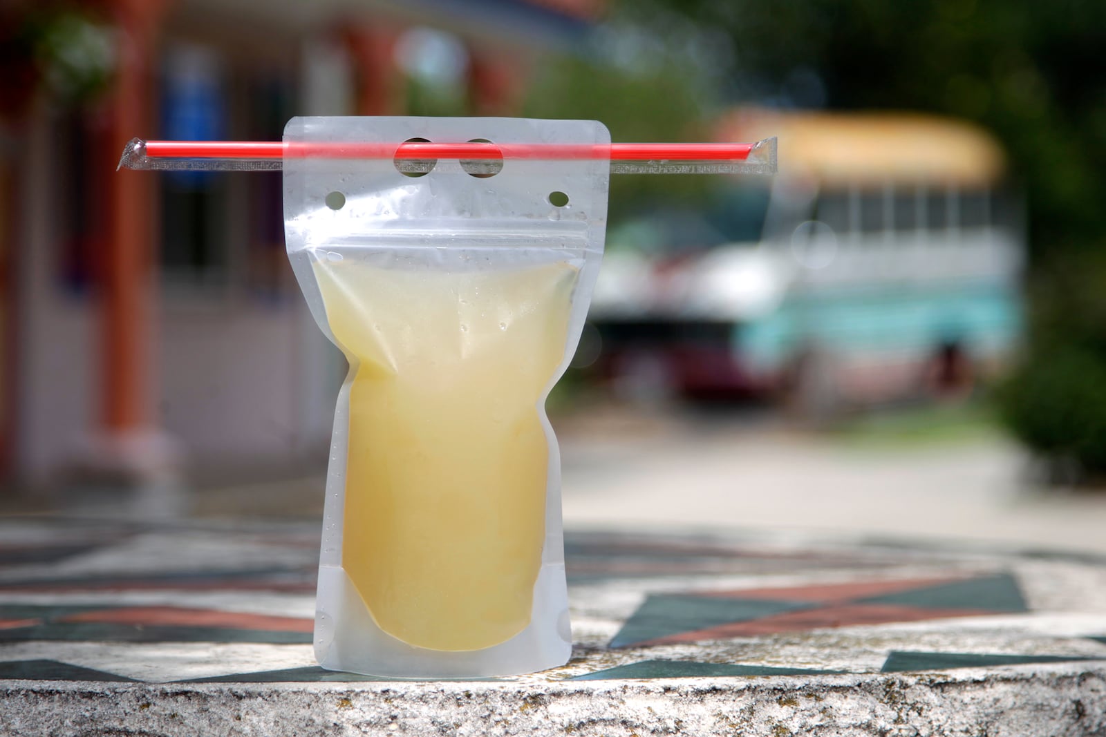 El Meson's house margarita is available on its food trucks. The 16-ounce drink sells for $18.  LISA POWELL / STAFF