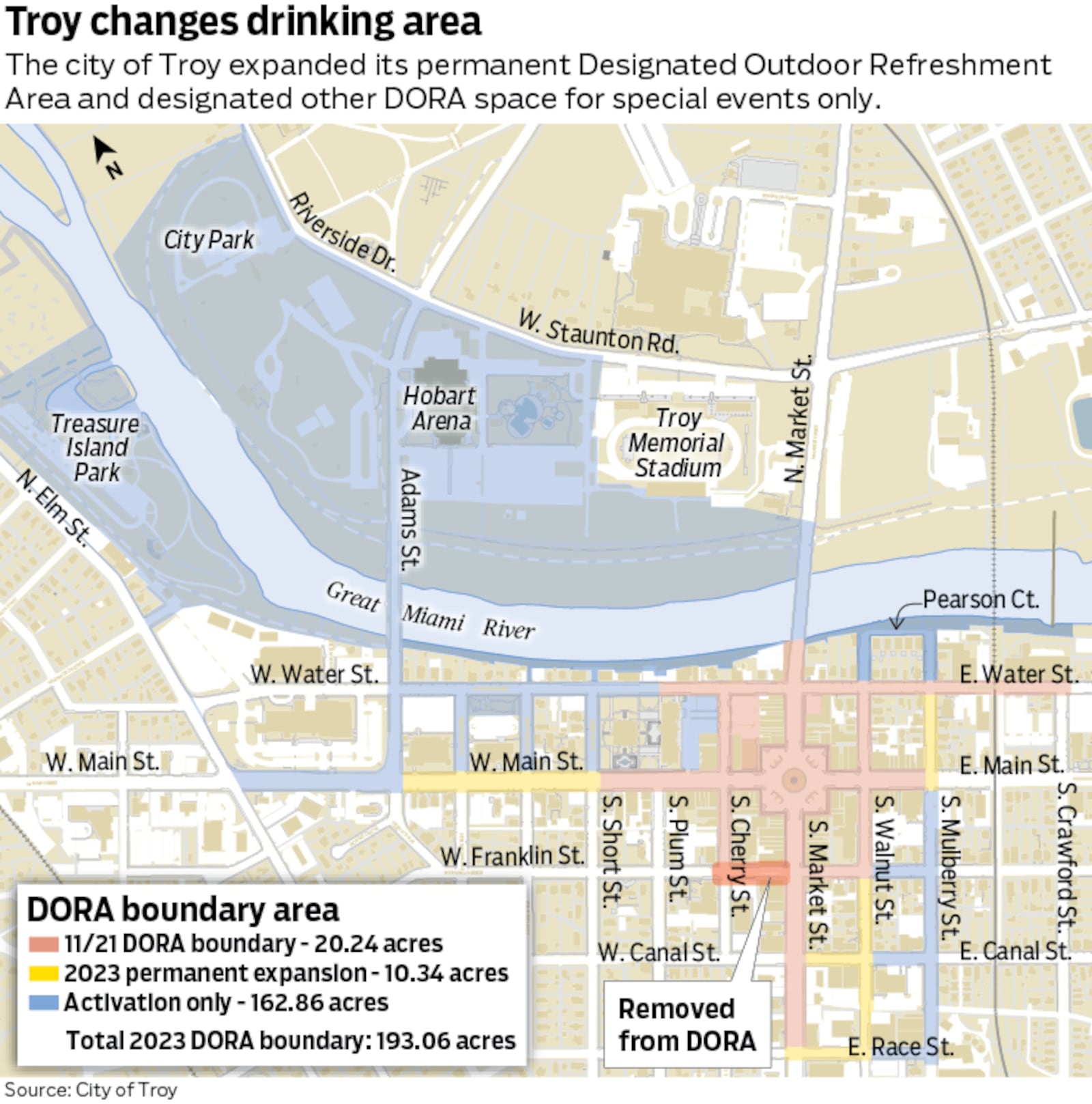 Troy city council approved an expanded outdoor drinking area that will take effect in March 2023.