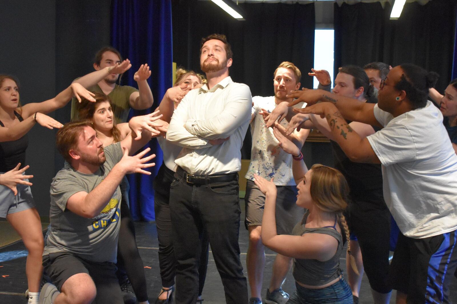 Brent Hoggatt (William Shakespeare) and cast in TheatreLab Dayton's production of "Something Rotten!," slated May 20 and 21 at the Victoria Theatre. CONTRIBUTED