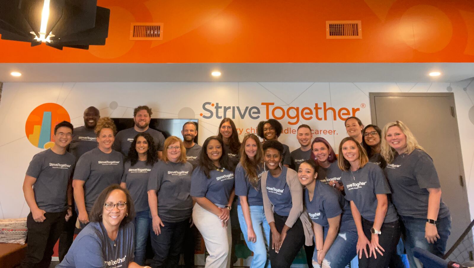 The StriveTogether Team (L-R) Front - Simon Tam, Jeri Duncan, Ritika Sharma Kurup, Janice Ungruhe, Aiesha White, Bridget Jancarz, Robin Wright, Oumaima Karimi, Brittany Speed, Monica Barnett
Back: Brandon Crowley, Colin Groth, Andy Freeze, Jennifer Blatz, Davida Ogbar, Jack Theuerling, Dawn Mathis-Braden, Heidi Black, Akshayaa Venkatakrishnan. The organization serves all children "from cradle to career" by supporting 70 communities across the nation to make lasting change for children of color and low income backgrounds by giving them educational opportunities. CONTRIBUTED