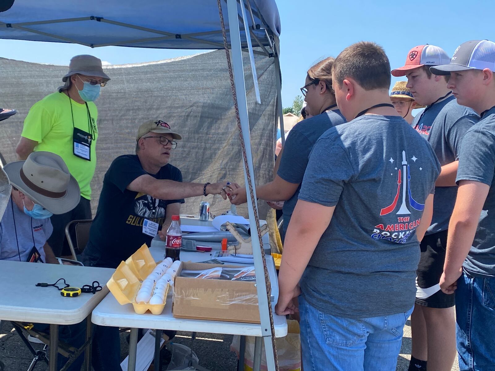 Middle school students from Richards R-V School District, West Plains, Missouri, compete in the National Finals of The American Rocketry Challenge on Saturday at the Air Force Museum. Eileen McClory / Staff