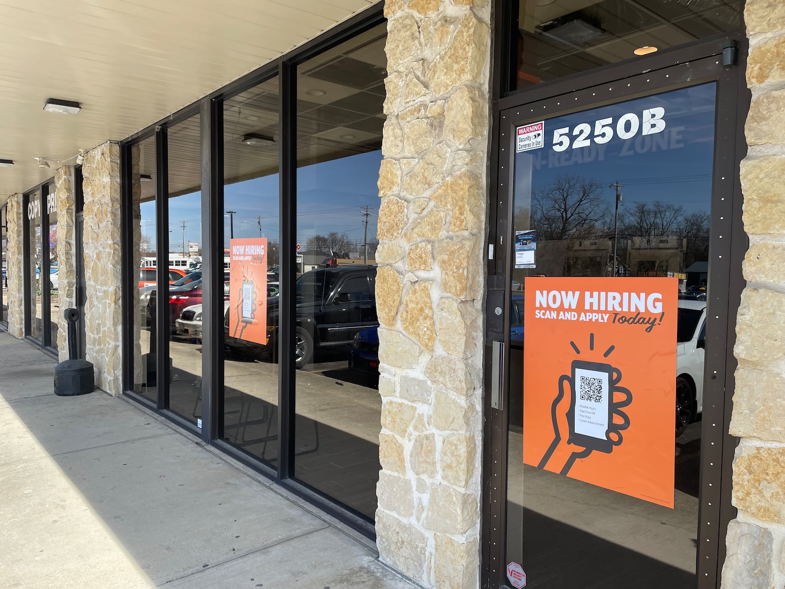 Construction is underway on a new Little Caesars carryout location in the Dixie Square Shopping Center in Harrison Twp. after the pervious store was destroyed in the 2019 Memorial Day tornadoes. NATALIE JONES/STAFF