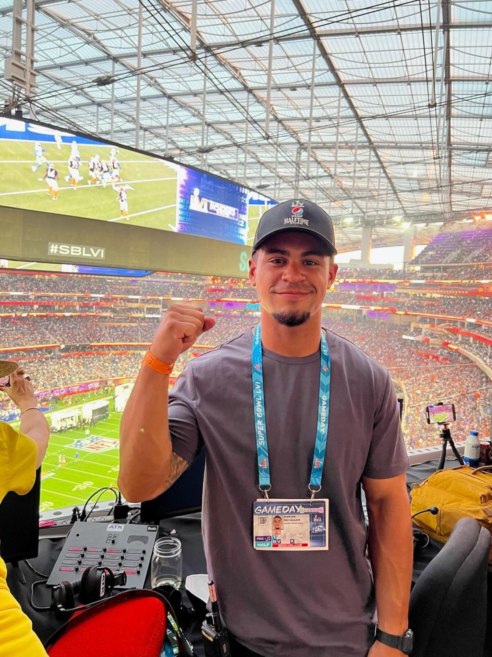 Darian Reynolds at Super Bowl LVI in SoFi Stadium in Los Angeles. CONTRIBUTED