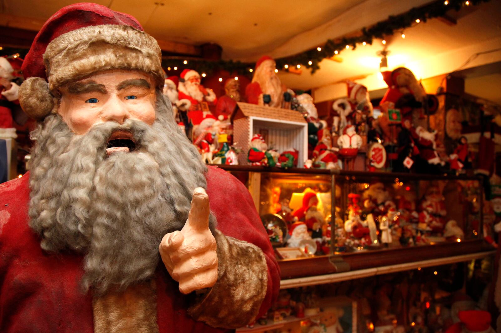 This talking, animated Santa Clause is part of the Clifton Mill Santa Collection. The collection of more than 3,500 Santas is housed next to the mill and includes pieces dating back to the late 1800's. The collection was started by the Satariano family and owner Anthony Satariano continues to add a few Santas every year. TY GREENLEES / STAFF