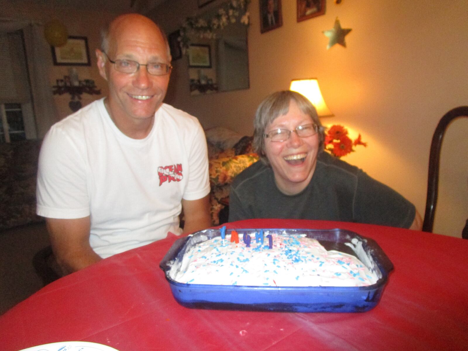 Dave Miller and his twin sister Debbie three years ago at the 62nd birthday celebration. Four months ago Debbie was the stem cell donor for the bone marrow transplant that has saved Dave’s life as he battled acute myeloid leukemia (ACL.) CONTRIBUTED