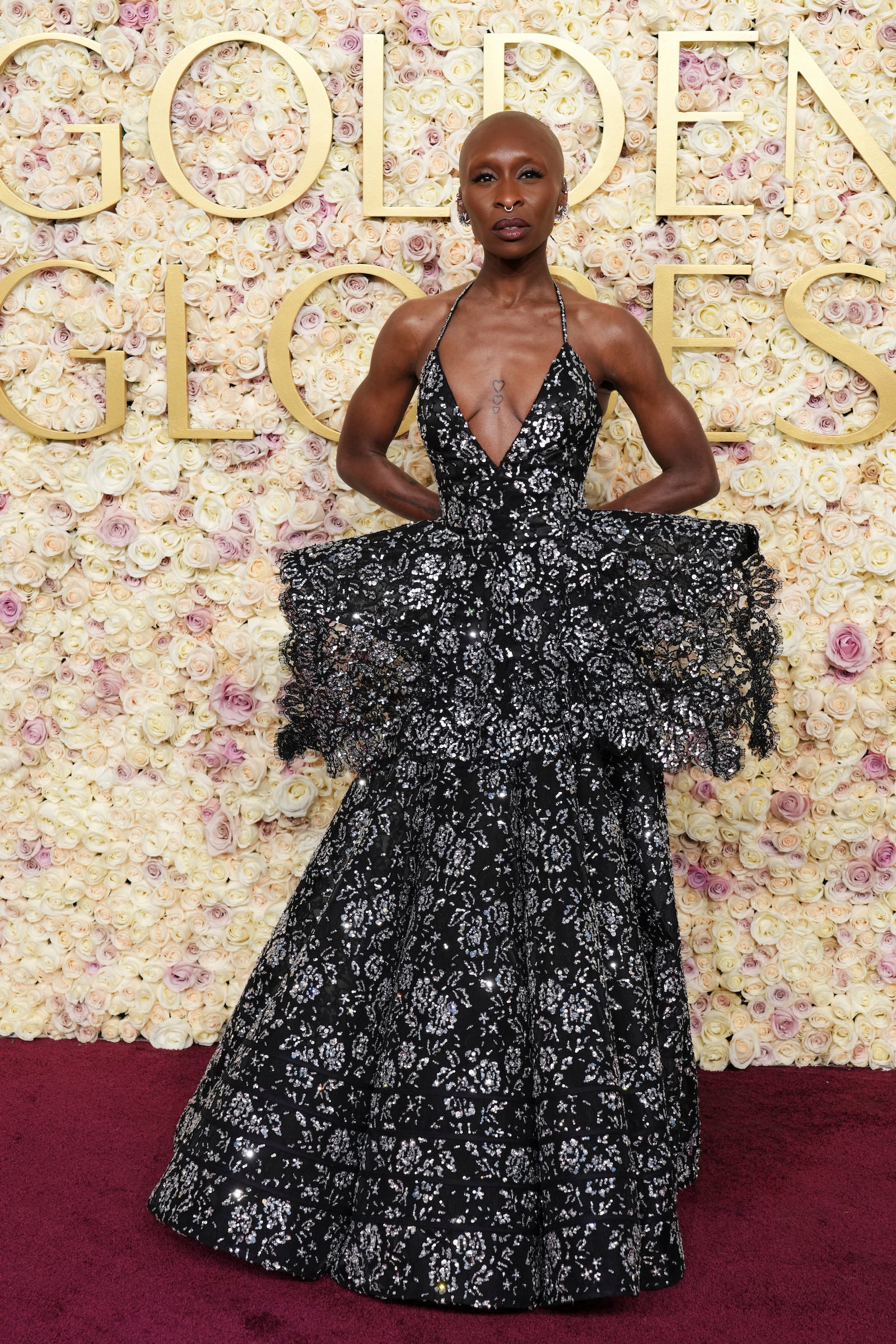 Cynthia Erivo arrives at the 82nd Golden Globes on Sunday, Jan. 5, 2025, at the Beverly Hilton in Beverly Hills, Calif. (Photo by Jordan Strauss/Invision/AP)