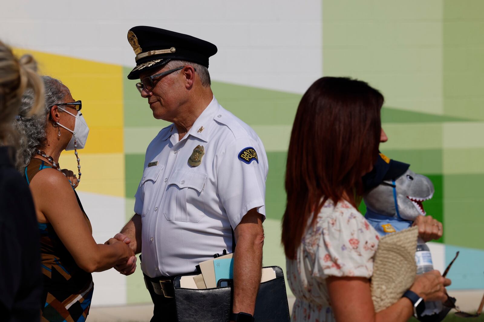 The City of Dayton held a retirement party for police chief Richard Biehl Tuesday July 27, 2021 at the Levitt Pavilion. Jim Noelker/Staff