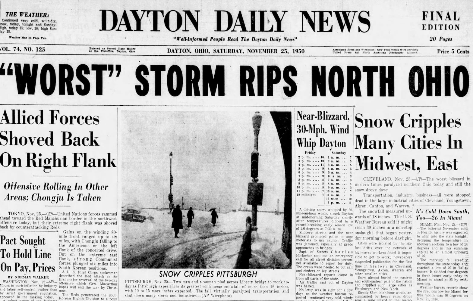 Dayton Thanksgiving Blizzard 1950