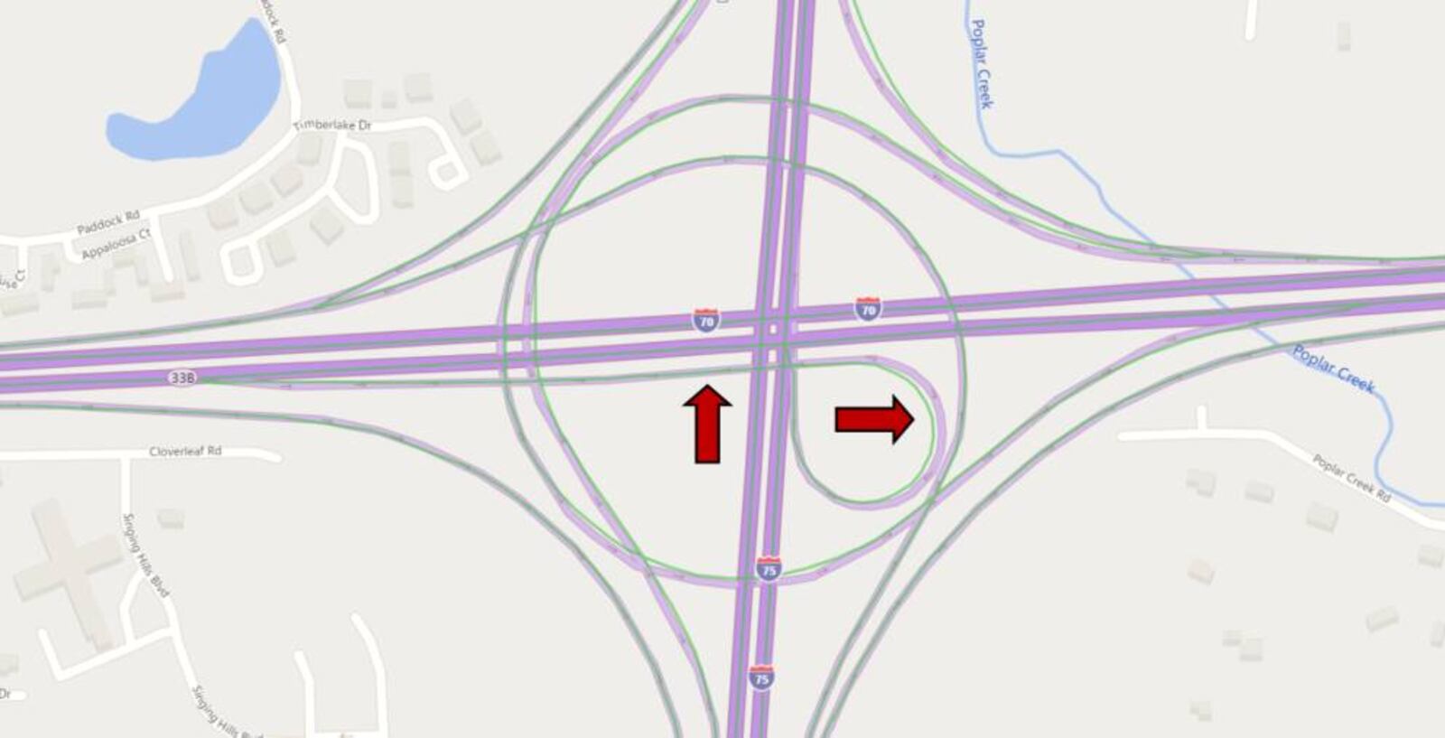 Eastbound I-70 to northbound I-75 (Ramp E, or the Loop Ramp) will be closed between Monday, March 15 and Monday, May 17. COURTESY OF ODOT