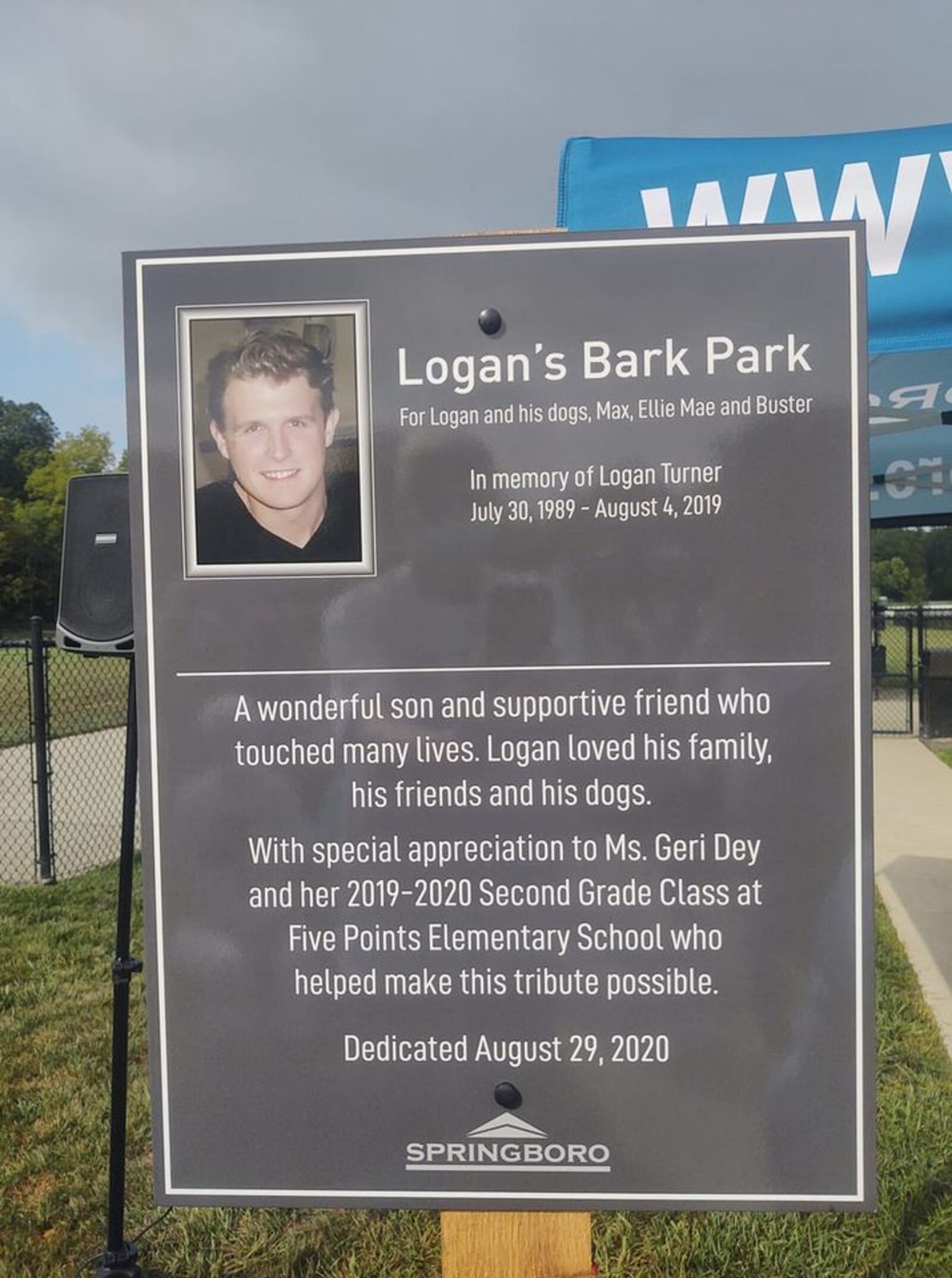 Springboro hosted a naming ceremony on Saturday, August 29 for “Logan’s Bark Park,” in honor of Logan Turner, a Springboro High School graduate (’08) who was one of nine people that passed away in the Oregon District mass shooting on Aug. 4, 2019.