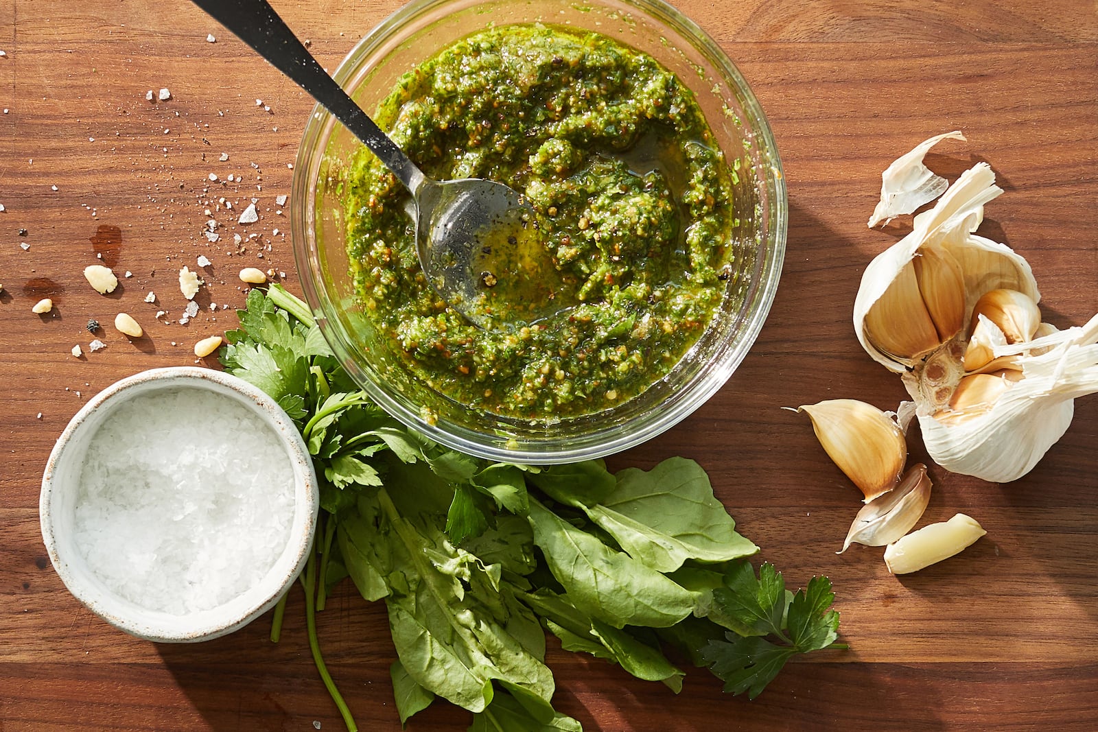  Pesto. Susi Vidal, a TikTok creator in Arizona, posted a video in September about how to make homemade pesto. Food styled by Simon Andrews. (Christopher Simpson/The New York Times) 