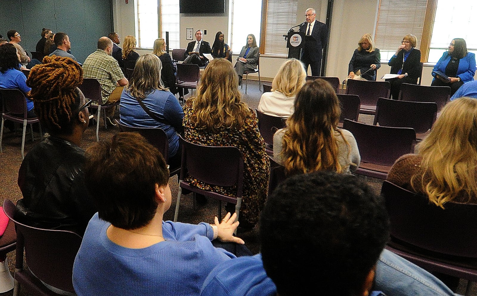 Montgomery County Associate of Children Services Craig Rickett, welcomes quests to the Child Abuse and Neglect Prevention Event Friday, April 5, 2024. The event was held at the Haines Children's Center. MARSHALL GORBY\STAFF