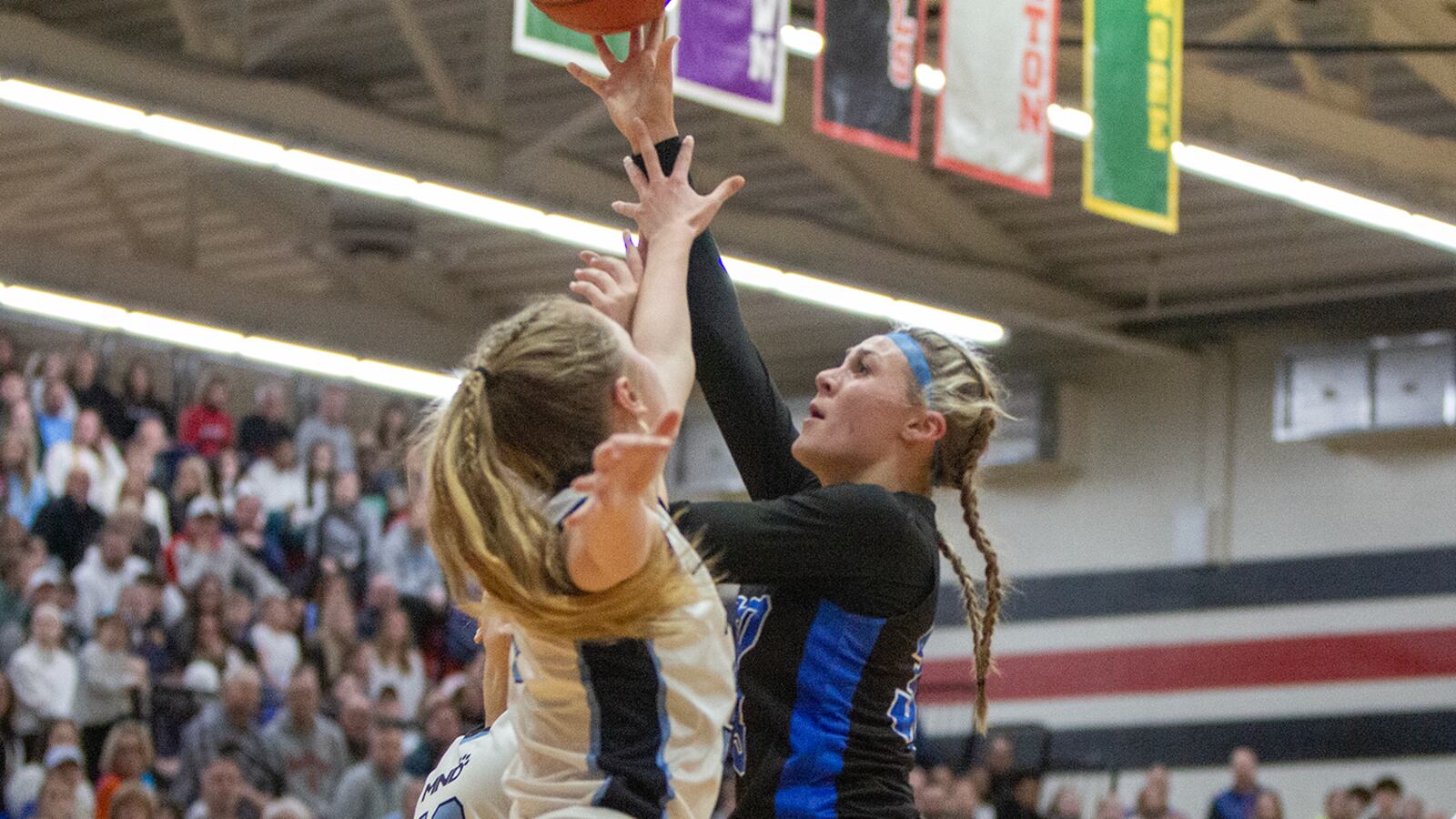 Springboro's Ava Wade scores two of her 11 first-half points. She finished with a game-high 16 to help lead the Panthers to the Division I state semifinals. Jeff Gilbert/CONTRIBUTED