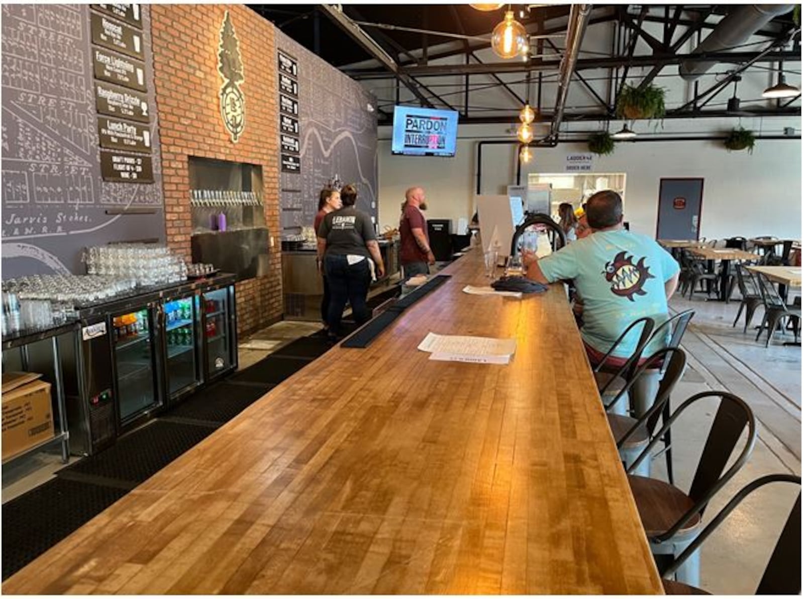 A view of the 40-foot bar at the Lebanon Brewing Company. Warren County's newest brewery opens to the public today. ED RICHTER/STAFF