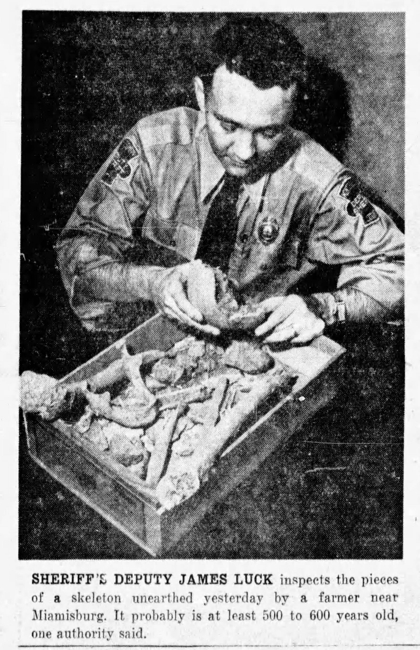 May 1, 1949: Skeleton discovery near Miamisburg may shed light on Ohio Indian lore. DAYTON DAILY NEWS ARCHIVES