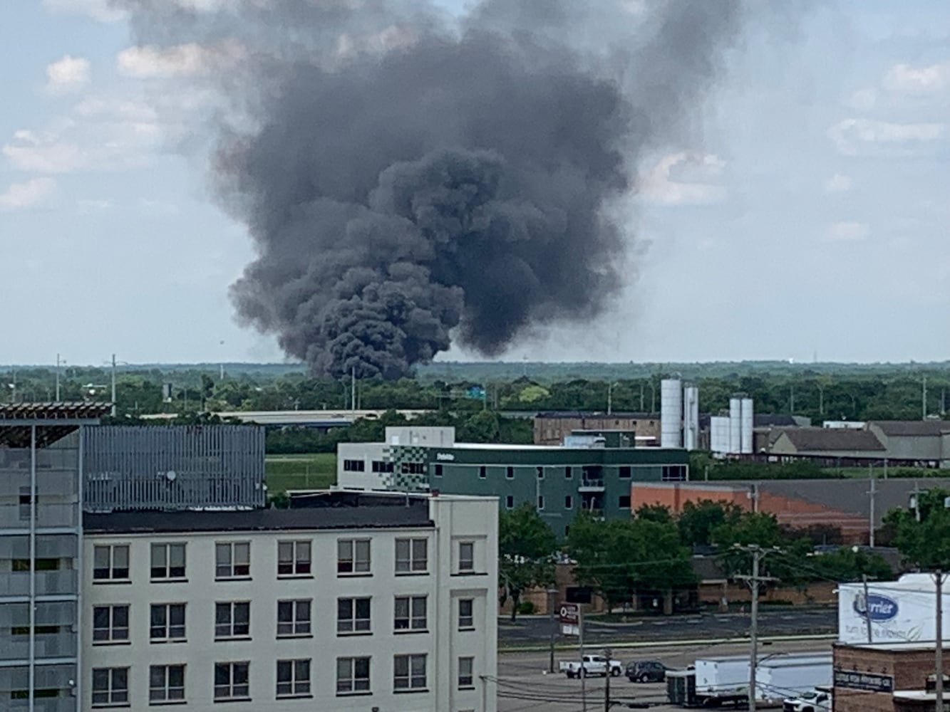 Smoke from tire fire in Dayton