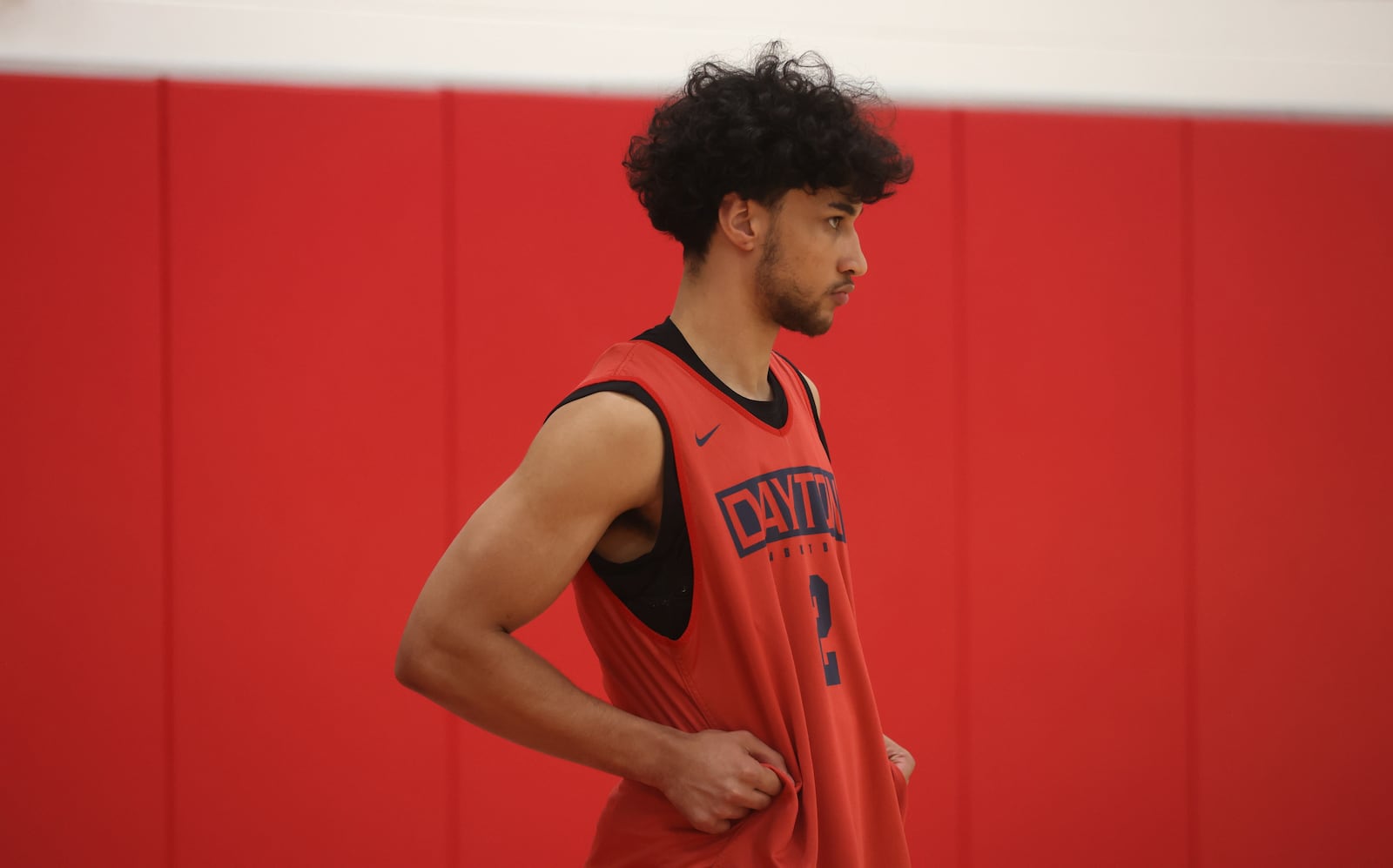 Dayton's Nate Santos practices on Wednesday, Aug. 2, 2023, at the Cronin Center. David Jablonski/Staff