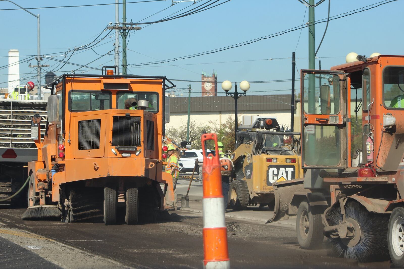 Construction crews work to resurface Wayne Avenue in the Oregon Historic District in 2017. CORNELIUS FROLIK /