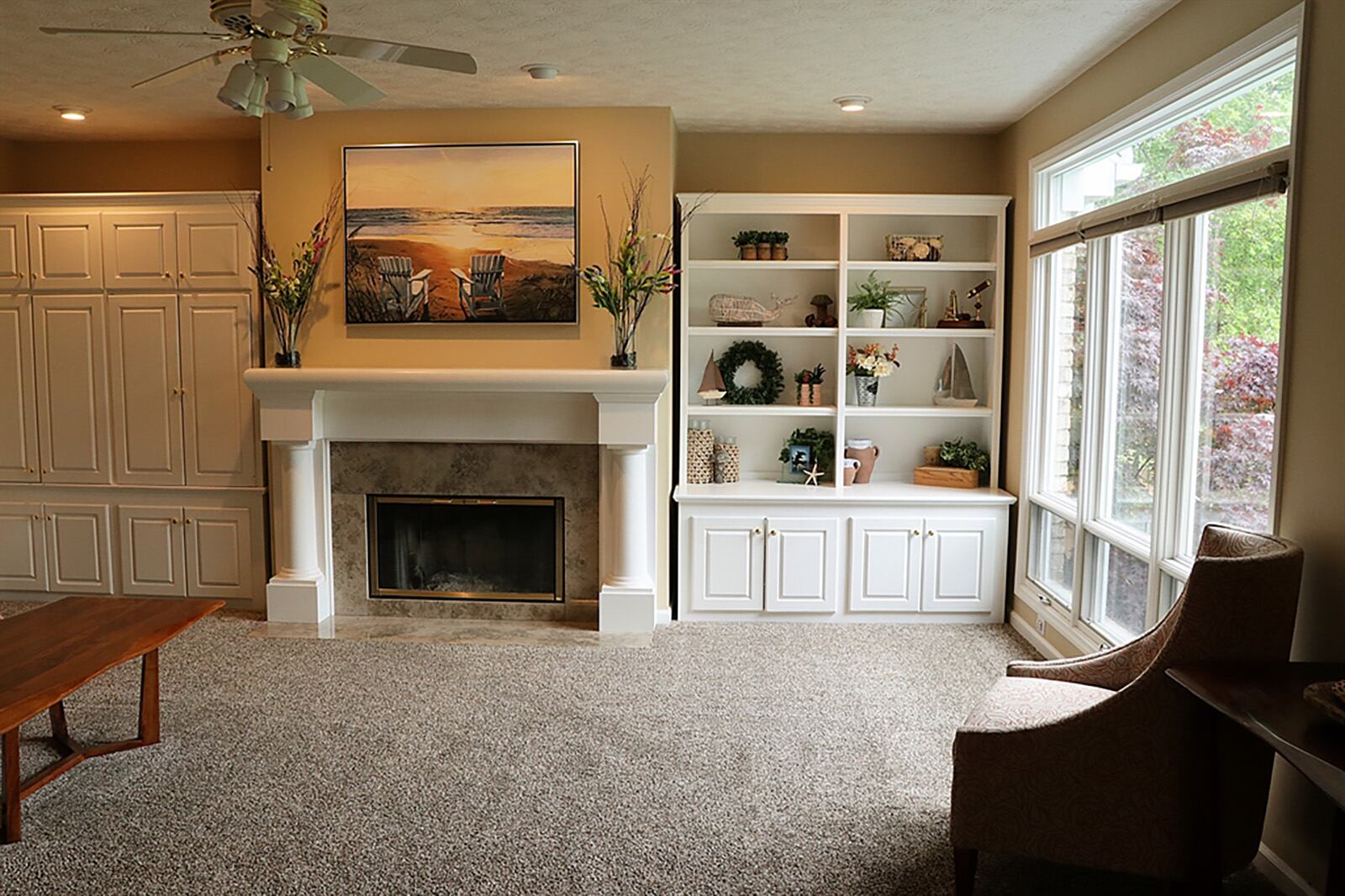 Patios doors open into the more formal areas of the living room and a secluded office, both of which are accessible from the 2-story entrance foyer. Double glass doors open from the foyer into the office while a vaulted ceiling with second-floor window nook gives the living room a more open feel. CONTRIBUTED PHOTO BY KATHY TYLER