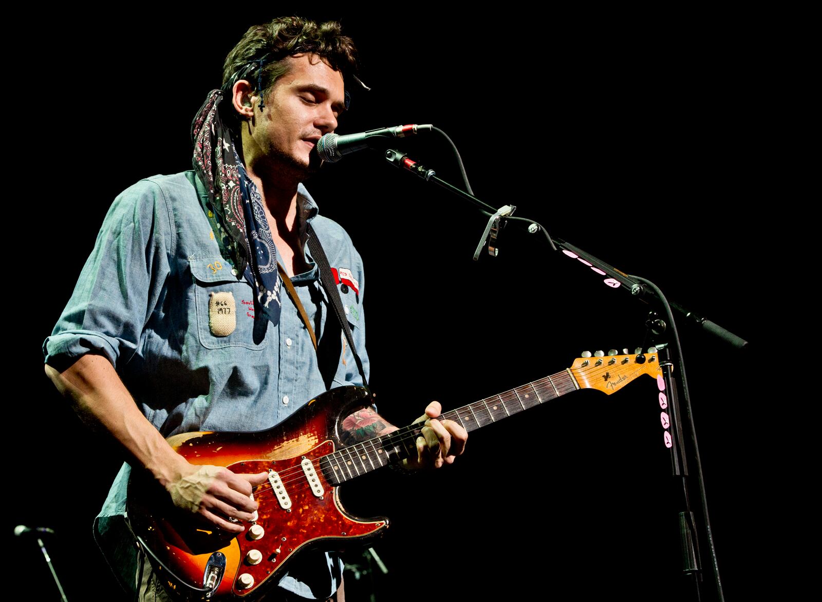 John Mayer thrilled fans with his unique voice and spectacular guitar playing at Riverbend Music Center in Cincinnati, Ohio.