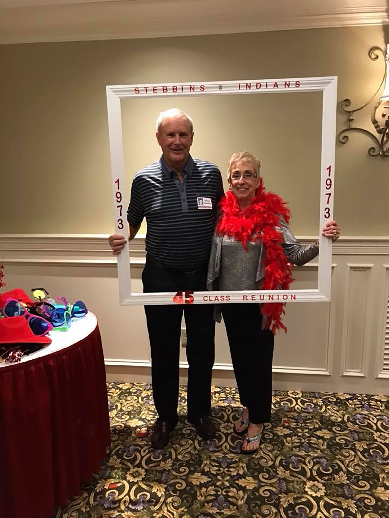 Milt and Jean Plunkett at the Stebbins Class of 1973 Reunion in 2018. They have been invited to many Stebbins reunions over the years and remain close to their students. CONTRIBUTED