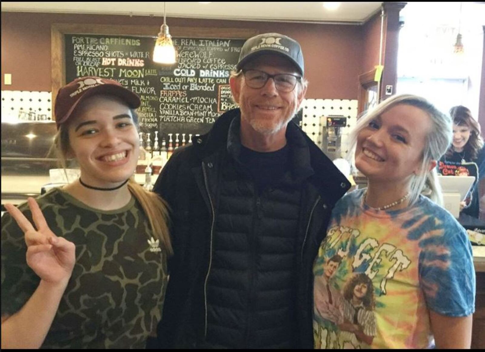 Ron Howard during his late March visit to the Triple Moon Coffee Company. CONTRIBUTED