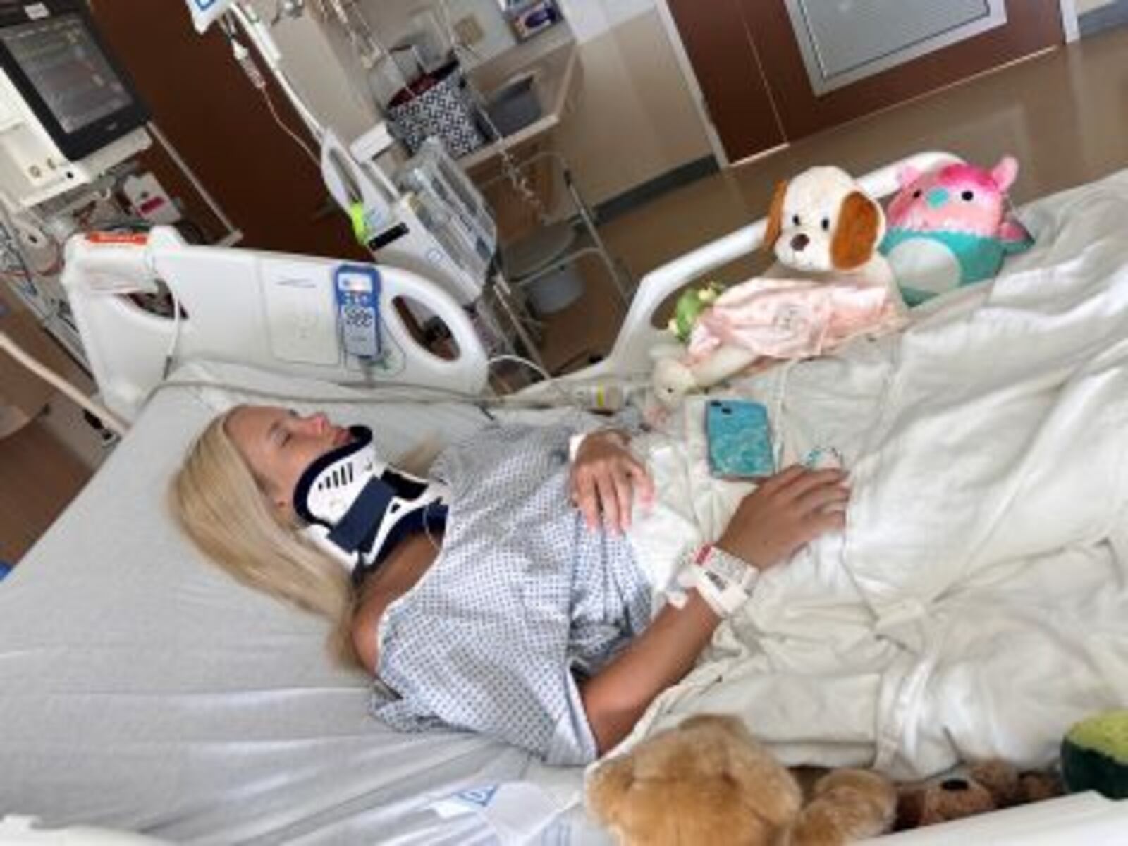 Valley View teen Olivia Kozuszek receiving treatment at Dayton Children's Hospital after suffering a traumatic fall in June 2023. COURTESY OF DAYTON CHILDREN'S