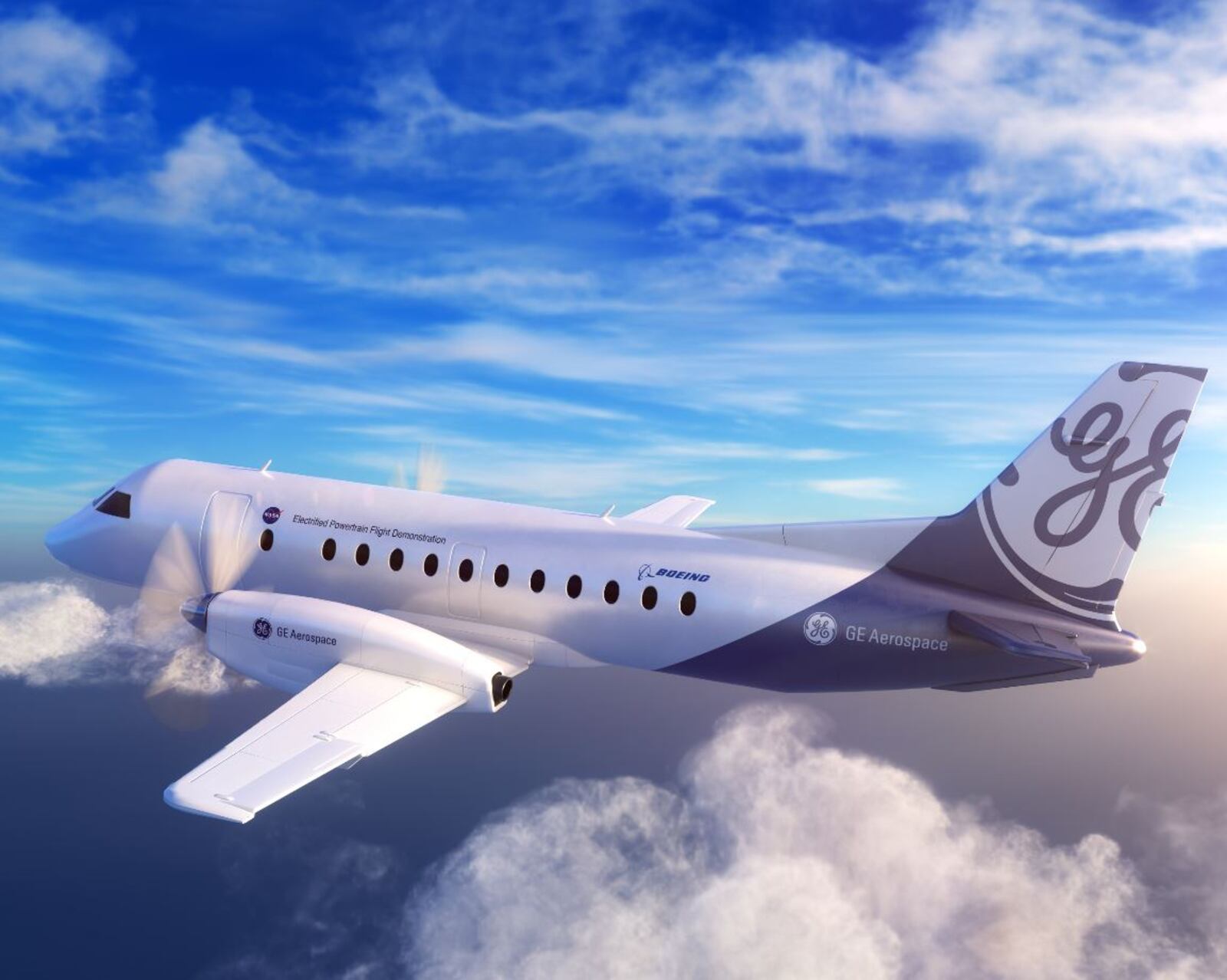 GE Aerospace and NASA recently unveiled the paint scheme for the hybrid electric aircraft that will be tested as part of NASA's Electrified Powertrain Flight Demonstration project. GE image