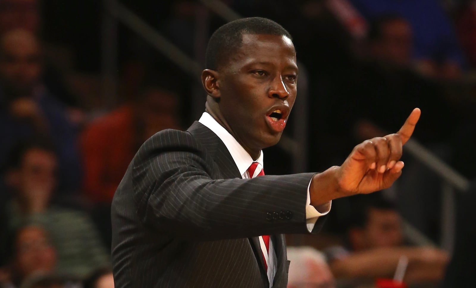 Anthony Grant coaches with Alabama at Madison Square Garden on November 27, 2013 in New York City. Getty photo