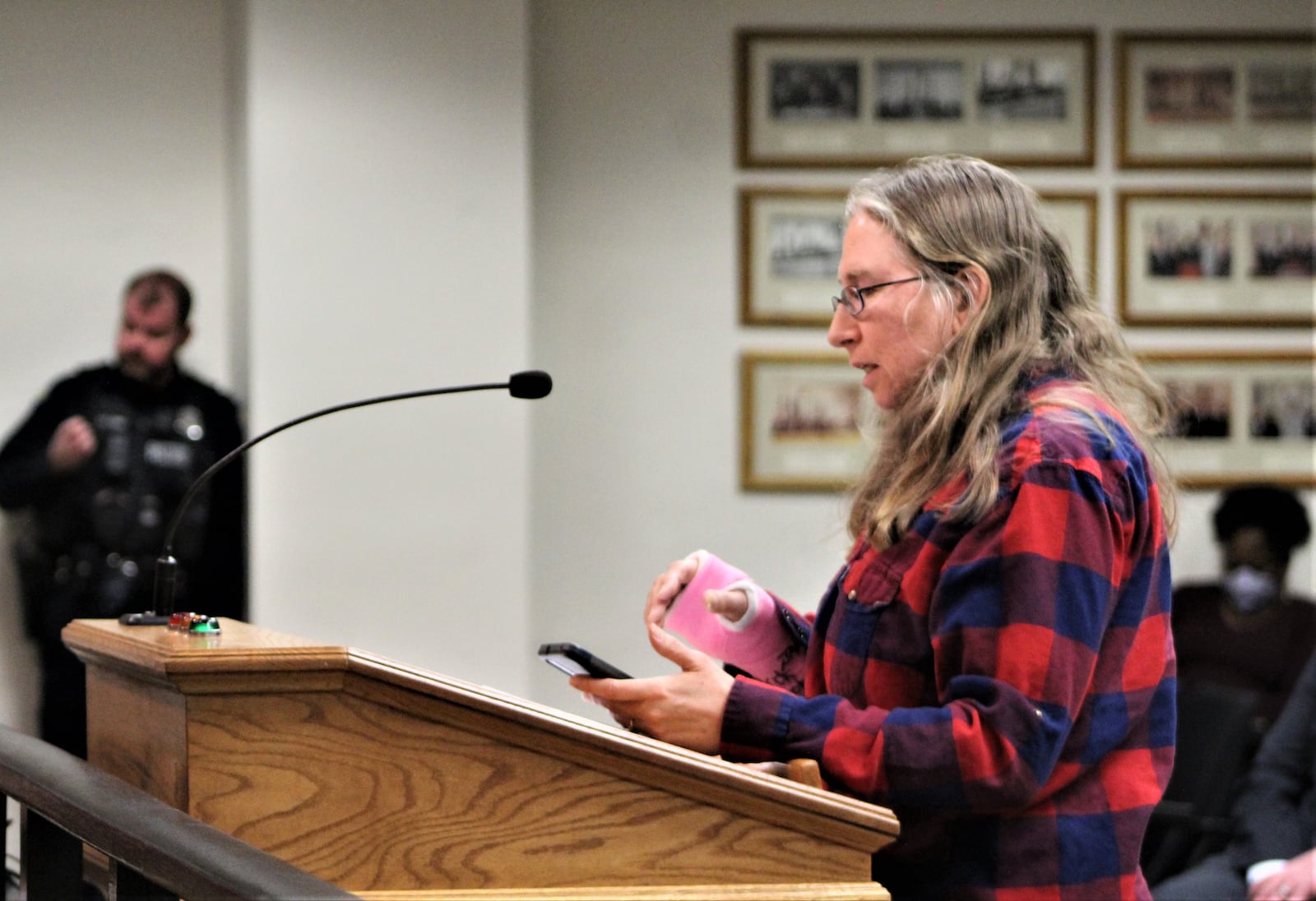 Carol Bowling, a landlord who has been a Section 8 housing-provider for 17 years, discusses Dayton's proposed source of income protection ordinance on Wednesday, Feb. 22, 2023. CORNELIUS FROLIK / STAFF