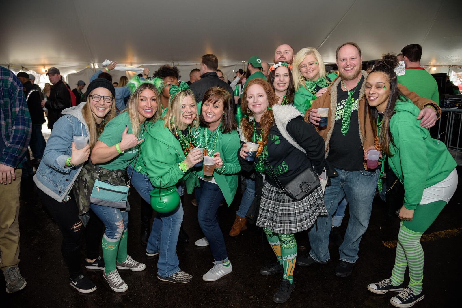 The St Patrick's Day party at Flanagan’s Pub, on 101 E. Stewart St. near the University of Dayton, is a longstanding local tradition. The event draws about 4,000 and includes a full day of live music in the tent set up in the pub's parking lot. TOM GILLIAM / CONTRIBUTING PHOTOGRAPHER