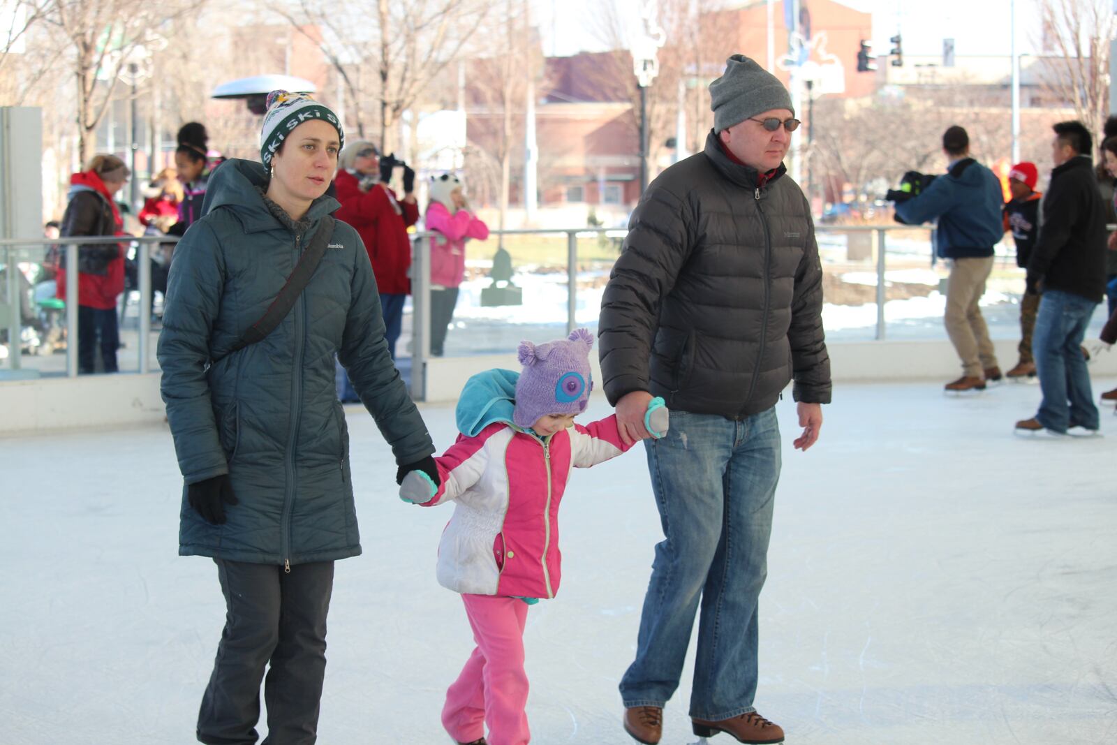 The ice skating rink at RiverScape Metropark was a popular place to be on Sunday, Jan. 24, as a large crowd of Daytonians, young and old, enjoyed the brisk winter air while doing their best to stay balanced. (ANDREW SMITH/STAFF)