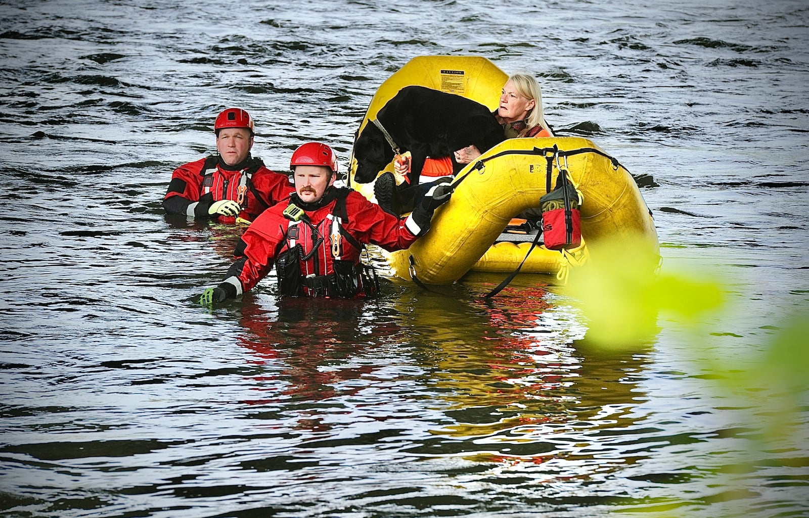 Dayton Fire Department and the Beavercreek Twp. Fire Department were back at the Mad River near Harshman Road on Thursday, May, 11, 2023, searching for Lucas Rosales, a boy who went missing on April 29, 2023. A special volunteer team is searching with the fire departments with dogs that can smell underwater. MARSHALL GORBY\STAFF